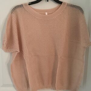 Pink Mesh Knit Top